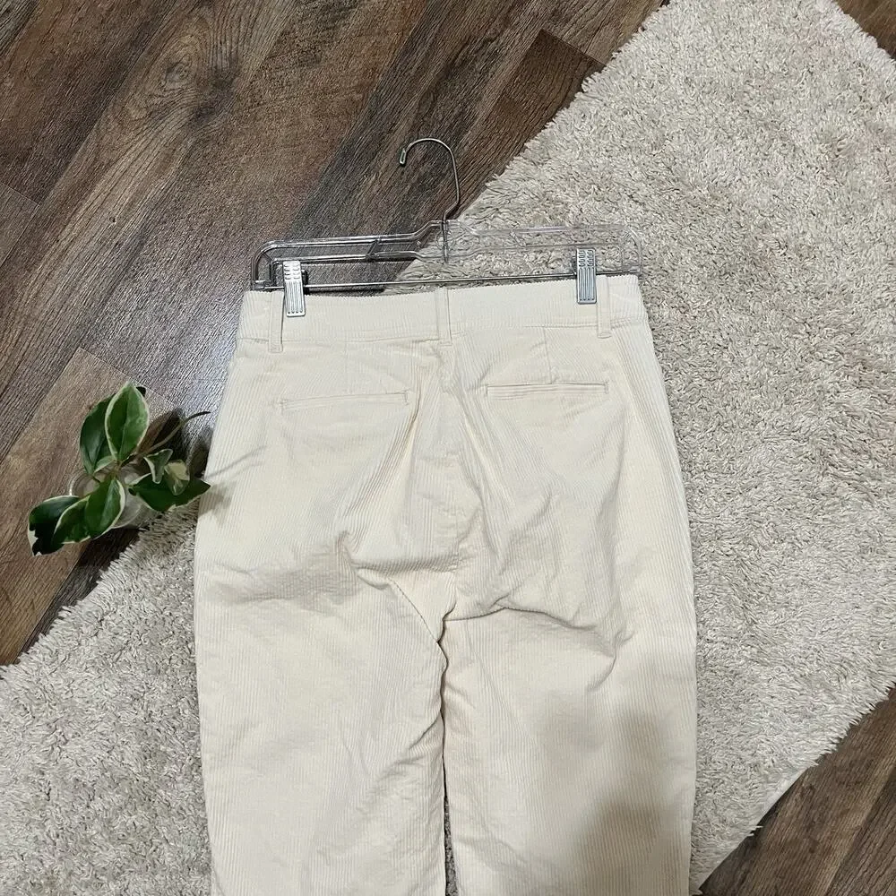 J.crew Size 2 Tall Cream Corduroy Flare Leg Mid-Rise Trouser Pants
